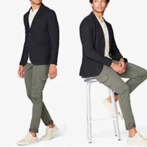 Good Man Brand Men's XL Slim Silhouette Heathered Charcoal Cotton Knit Blazer